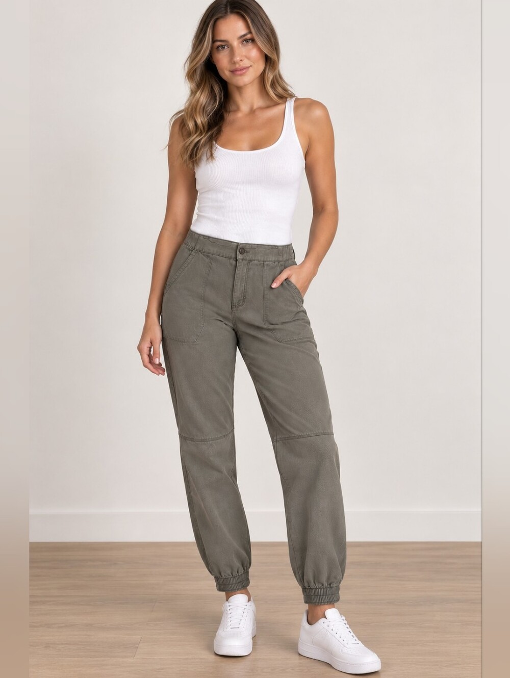 DU/ER High Rise Olive Utility Jogger Pants